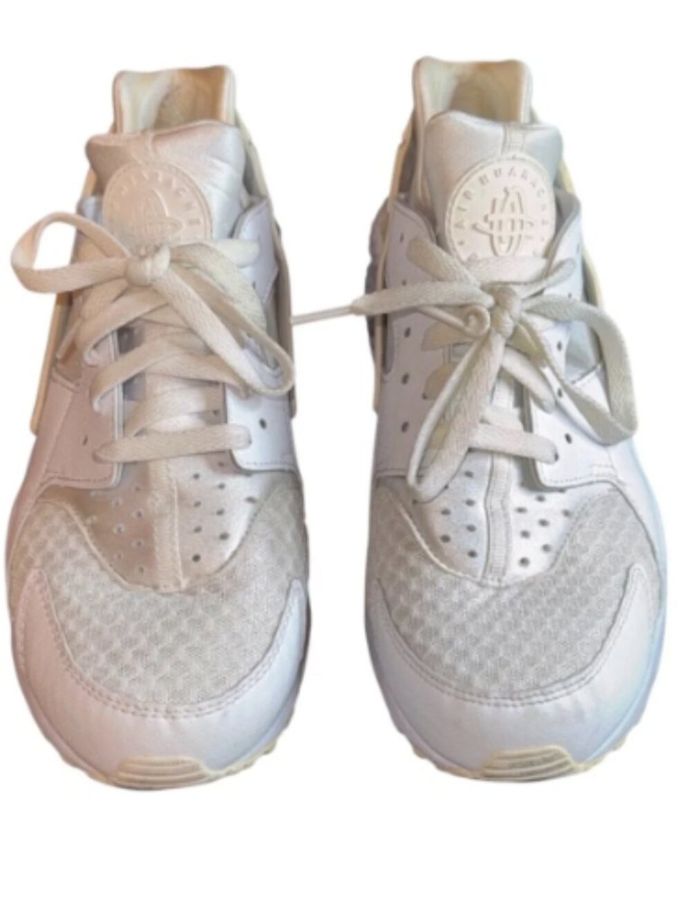 Nike Air Huarache Triple White Sneakers All White Low Top Running Shoes Size 9.5